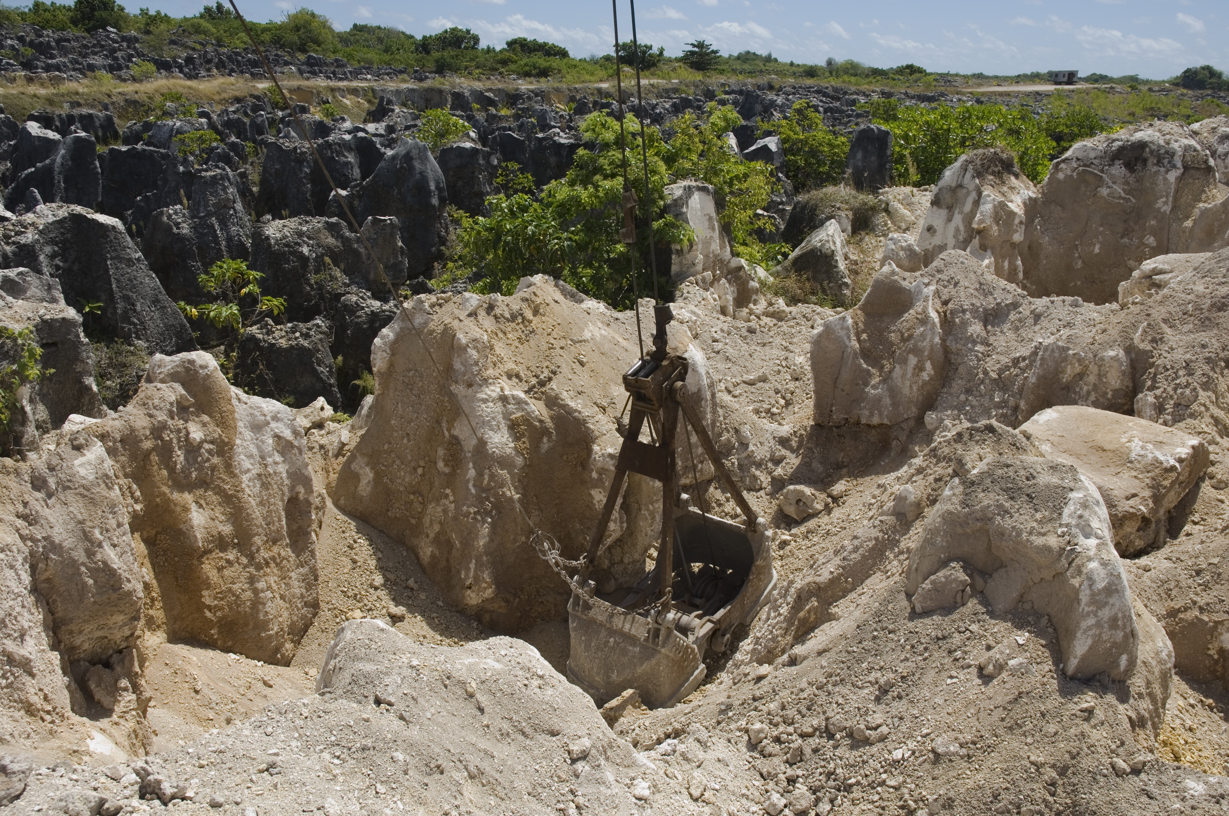 Phosphate mining among the limestone pinnacles of Topside