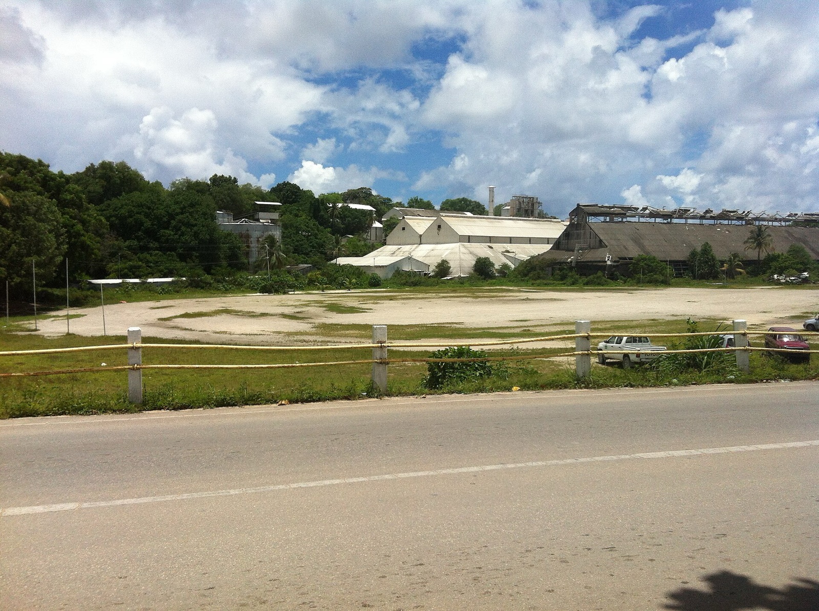 Linkbelt Oval, Nauru's football ground, with phosphate works behind